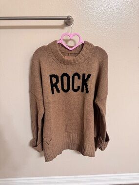 Zadig & Voltaire Malta Rock Brown Merino Wool Oversized Knit Sweater Size S